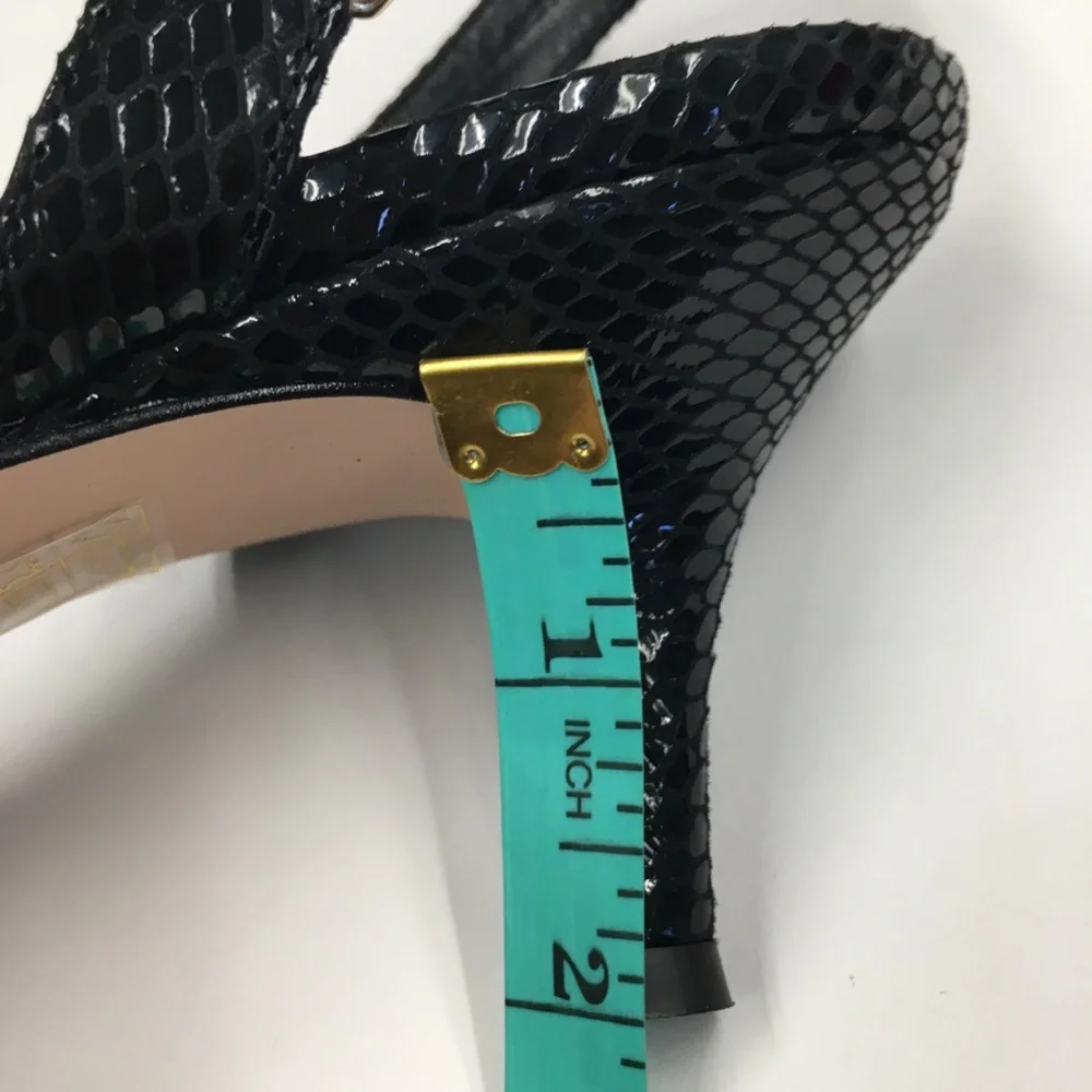 J Crew Snake Embossed Leather Kitten Heel Ankle Strap 8 Black Bow Wedding Party